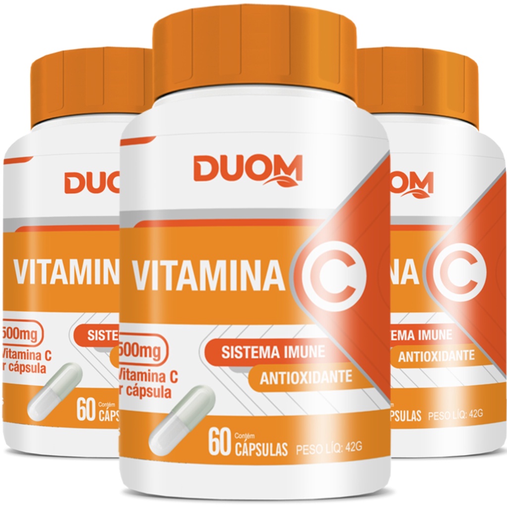 KIT 3 VITAMINA C CONCENTRADA ANTIOXIDANTE 500MG TOTAL 180 CÁPSULAS - MALTTA NUTRITION