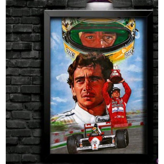 QUADRO DECORATIVO AYRTON SENNA - PILOTO BRASILEIRO - CAMPEÃO DE FÓRMULA 1 - CORRIDA - PILOTOS - O MAIS VENDIDO