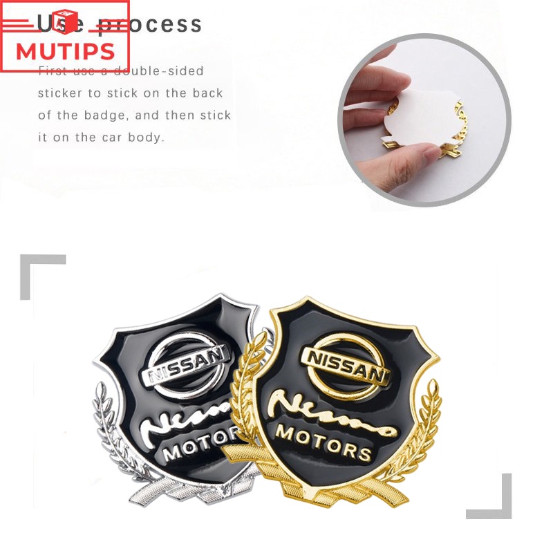 Nissan 2Pcs Carro 3D Metal Adesivo Crachá De Trigo Logotipo Para Tiida March Sentra Livina Versa Kicks gtr em Oferta na Shopee