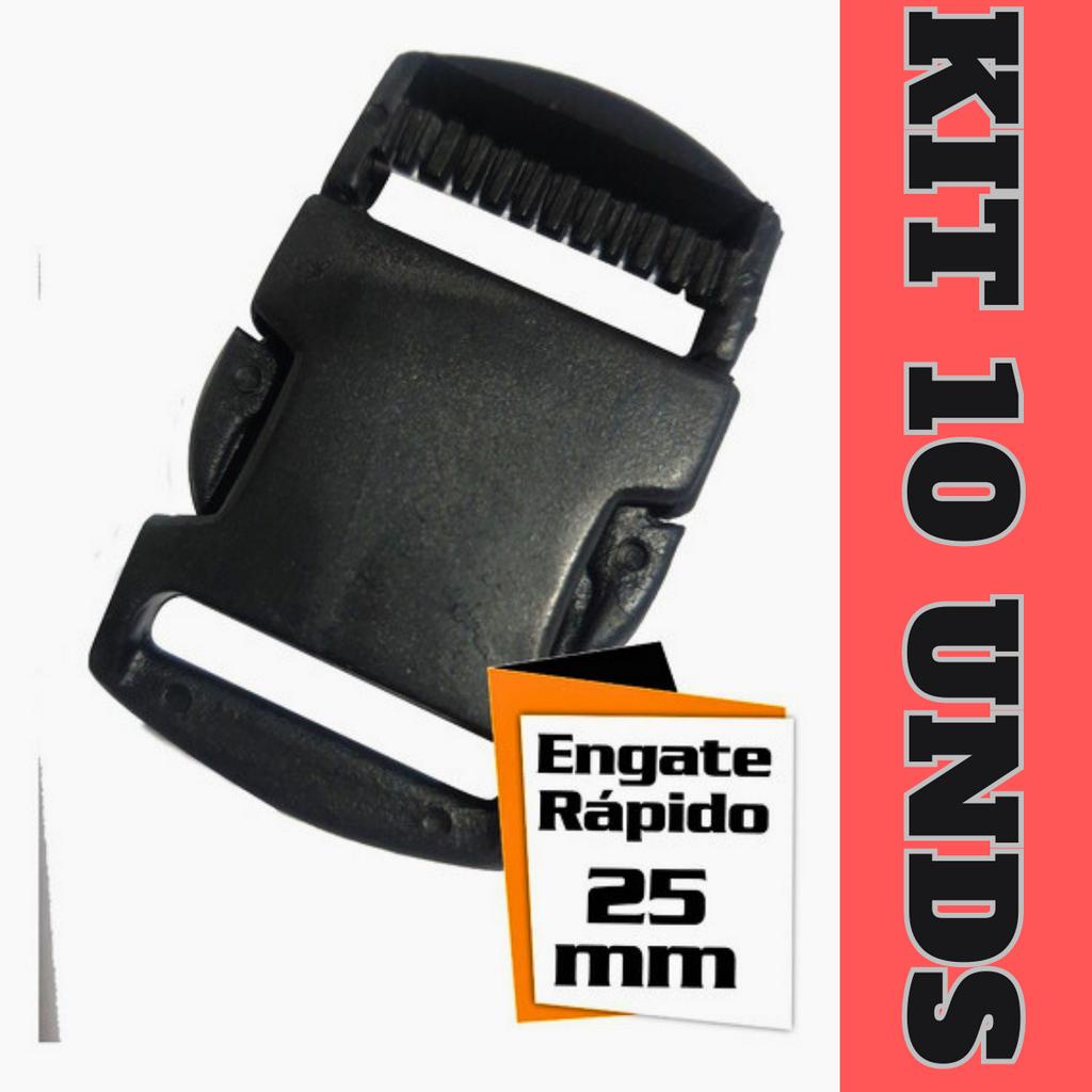Fecho Engate Rápido 25mm Para Fita Cadarço Alça Bolsa Mochila Pochete Coleira ( kit 10 unidades )