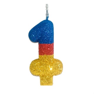 Velas Mix De Aniversário - Números + Glitter  - Cores Temáticas - Azul Royal, Vermelho e Dourado FLX001 em Oferta na Shopee