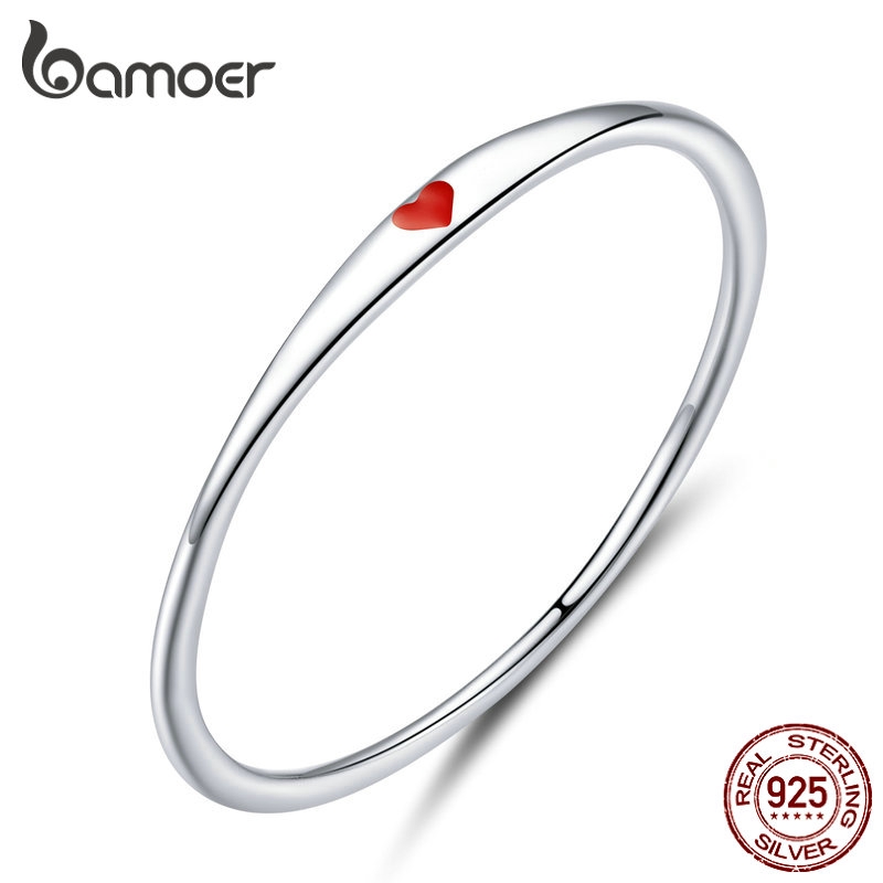 Anel Bamoer Prata 925 Simples Love SCR620 em Oferta na Shopee