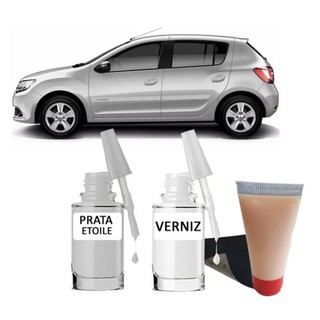 Tinta Tira Risco Automotivo Renault Sandero Prata 10ml + Cera De Polir 15ml Para Polimento em Oferta na Shopee