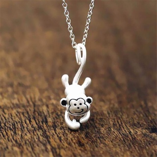 Colar De Prata Esterlina 925 Macaco Inteligente Pingente De Animal Feminino N002