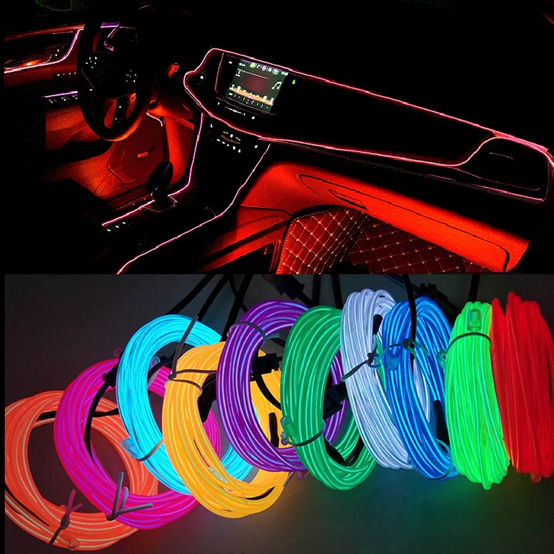 usb Neon Flexível Com Garland 1M/2M/3M/5M Iluminação De Carro Luz LEDInterior Fita De Teto Decoração De Fio Linha De Corda Atmosfera interior De Neo/Cigarros