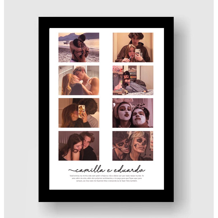 Quadro Presente para Namorado com 8 fotos - 2 nomes - 1 texto - Quadro Personalizável Decorativo Presente Especial p/ namorados, amigos, família