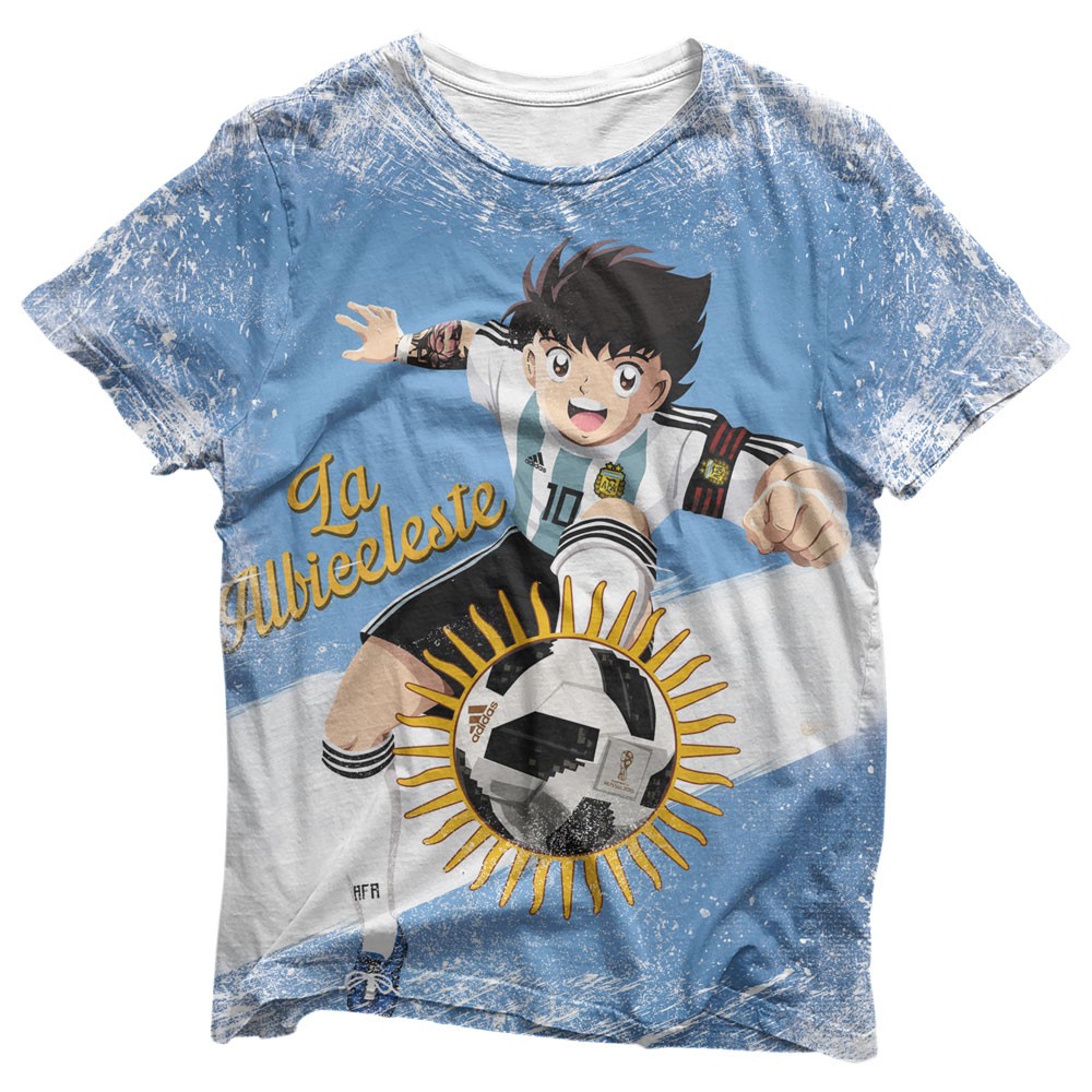 Camisa Tsubasa Arte Argentina - Camisas Tsubasa Estampa Total