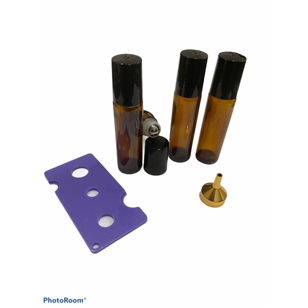 10 frascos vidro âmbar Rollon 10ml Premium (vidro grosso) 1 Mini funil metal luxo e 1 abridor plástico