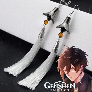 Genshin Brincos De Impacto/Clipe De Orelha Xiao Zhongli Tartanglia Cosplay Pingente Acessórios De Moda 9 Estilos