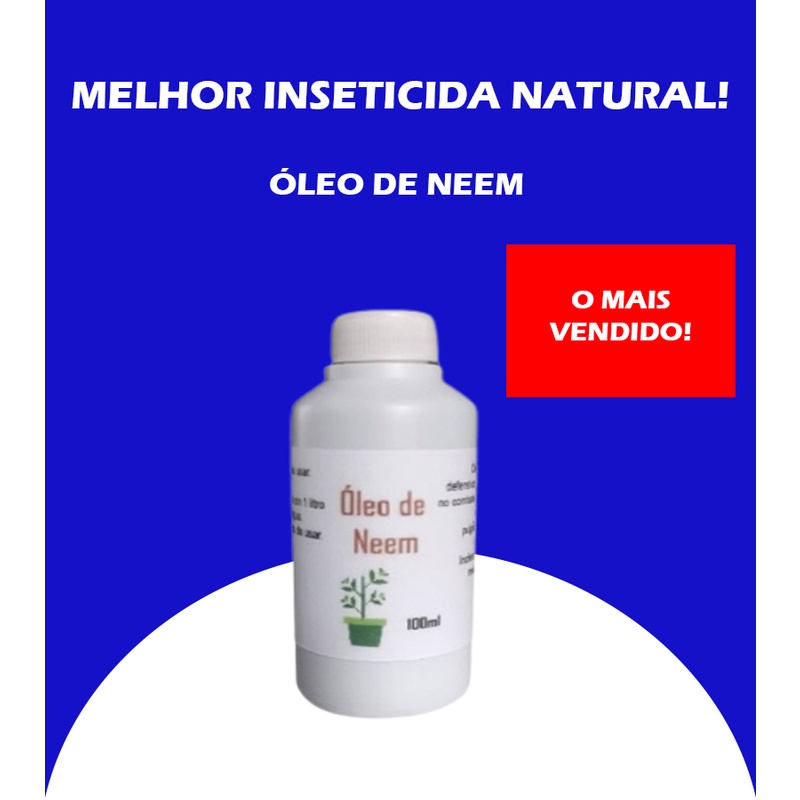 Óleo de neem nim nem composto 100 ml Defensivo orgânico Rende 10 L USO AGRÍCOLA