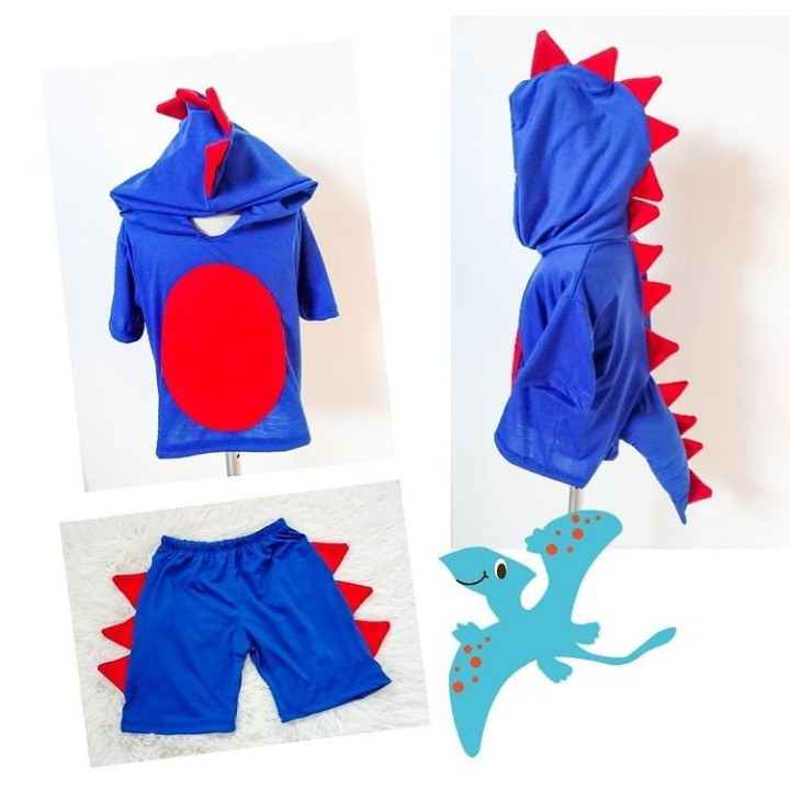 Fantasia Dinossauro Azul (conjunto Dino) Bermuda E Camiseta