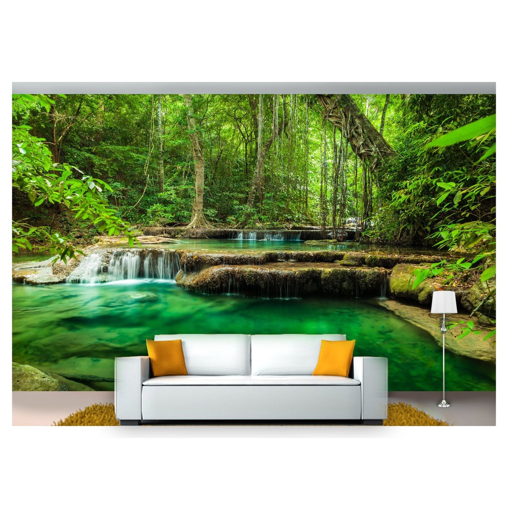 papel de parede Cachoeira Natureza Mata 3D m² NCH213
