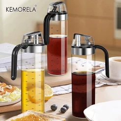 KEMORELA Grande Frasco Dispensador De Azeite De Oliva Recipiente De Condimento Auto Flip Tampão Automático E Galheteiro De Vidro Vinagre À Prova De Vazamentos
