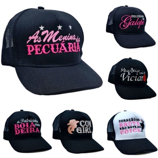 Boné Sertanejo Roça Cowgirl Feminino Snapback Trucker Telado