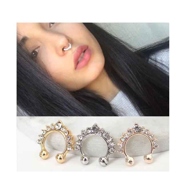 Piercing falso para o Nariz Septo Nasal Brilhante Strass -