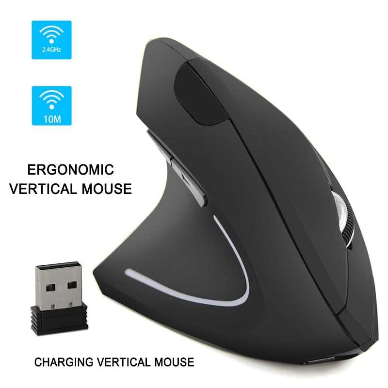 Mouse Vertical Recarregável DPI ajustável 800/1200/1600 5D Mouse sem fio vertical de quinta geração para versão para canhotos com bateria mouse ergonômico mouse sem fio USB mouse /gamers mouse notebook para PC/Notebook/office work