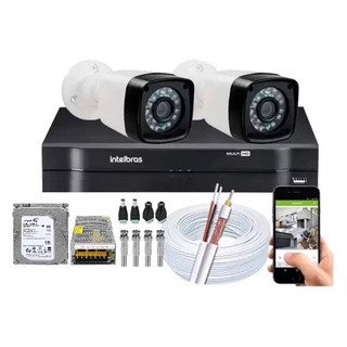 Kit 2 Cameras Segurança 720p Full Hd Dvr Intelbras 4ch C/hd Promo