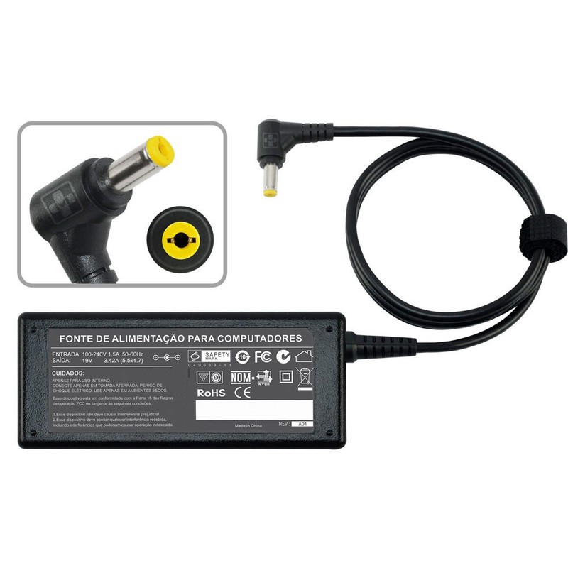 Fonte Carregador Para Asus X44c K43e K43u A43e X54 X53 X52 19v 3.42A 65w PLUG P8