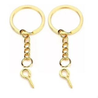 Argola C/ Corrente P/ Chaveiro - Italiana 25mm + Elo 8mm + Mini Pitão - 100 Peças - Dourada em Oferta na Shopee