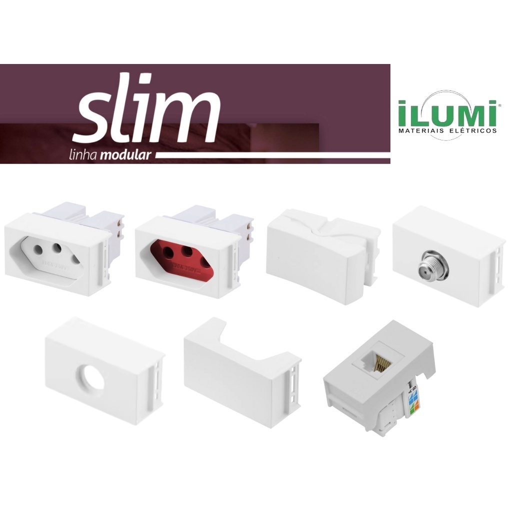 Tomada 10A/20A Interruptor Tecla Modulo Slim/Lev Ilumi