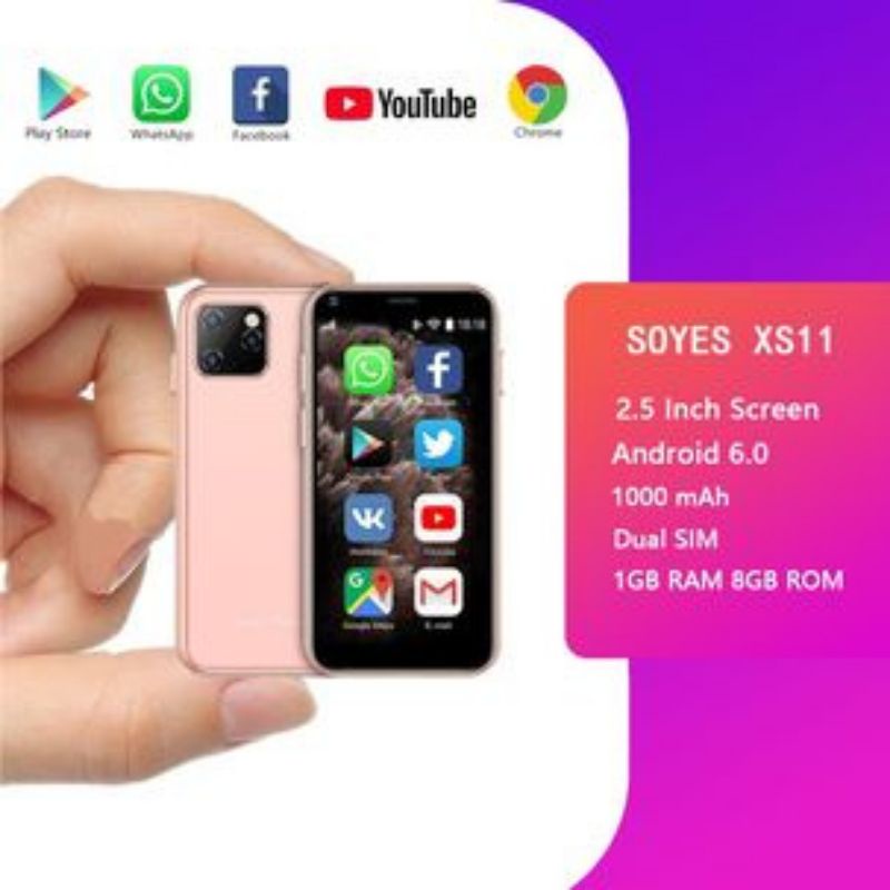 Celulares SOYES XS11 Mini Android 6.0 com 3D Glass Slim Body HD Câmera Dual Sim Quad Core Google Play Market
Smartphone bonito