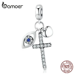 Bamoer Guardian Corss Pingente Charm Bracelet Acessórios 925 Sterling Silver SCC1327