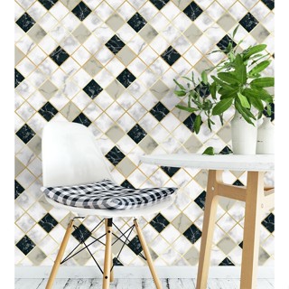 Papel de Parede Tijolo 3D com efeito de sombras em Tons de Branco ,Preto em Oferta na Shopee