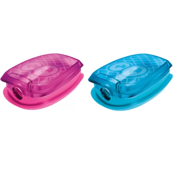 Apontador Pulse Castor, com depósito, 1 furo Maped na cor Rosa e Azul