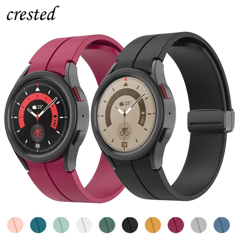 Pulseira Silicone Original Para Relógio Samsung Galaxy watch4 5 44mm 40mm/4 Clássico 42mm 46mm Fivela Magnética Gaxlay watch5 Pro 45mm 20mm pulseira smartwatch