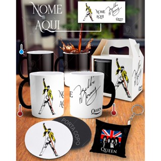 Caneca Mágica + Kit Queen Freddie Mercury com seu Nome em Oferta na Shopee