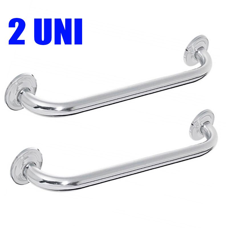 Alça de Apoio Banheiro Barra Reta Inox 40cm Cadeirante Idoso Deficiente Acessibilidade Kit 2 unidades
