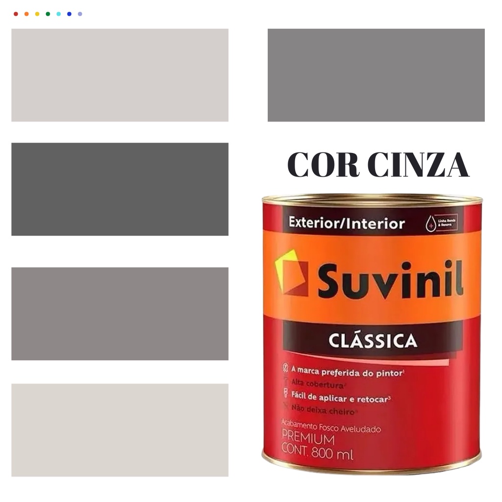 Tinta Para Parede Cinza Suvinil Clássica Premium Cor Broto De Feijão/Cor Cinza Asfalto 800ml