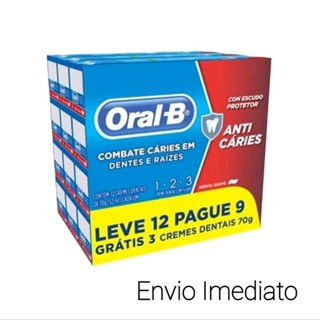 Creme dental Anti- Cáries- Oral B 1-2-3 - PACOTE ECÔNOMICO - LEVE 12 PAGUE 9 em Oferta na Shopee