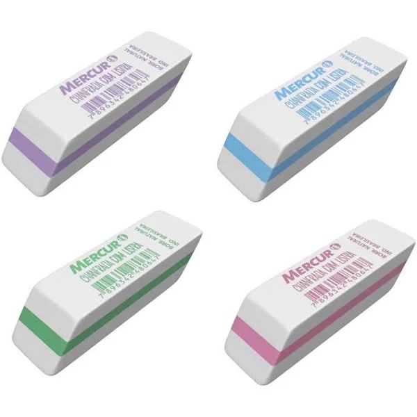 Borracha Chanfrada c/ Listra Colorida (Azul, Rosa, Roxo e Verde) - Mercur