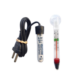 Aquecedor P/ Peixe Betta 2,5w Master + Termometro De Vidro