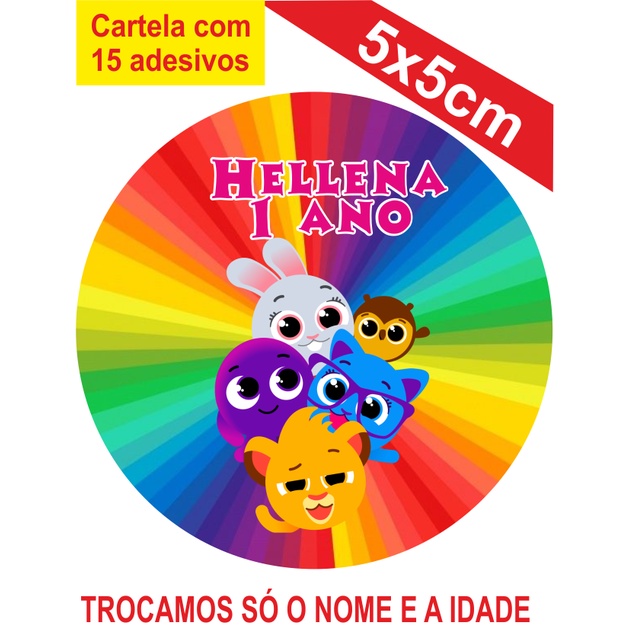 Adesivos Bolofofos Personalizados  5x5cm Festa Aniversário Lembrancinha