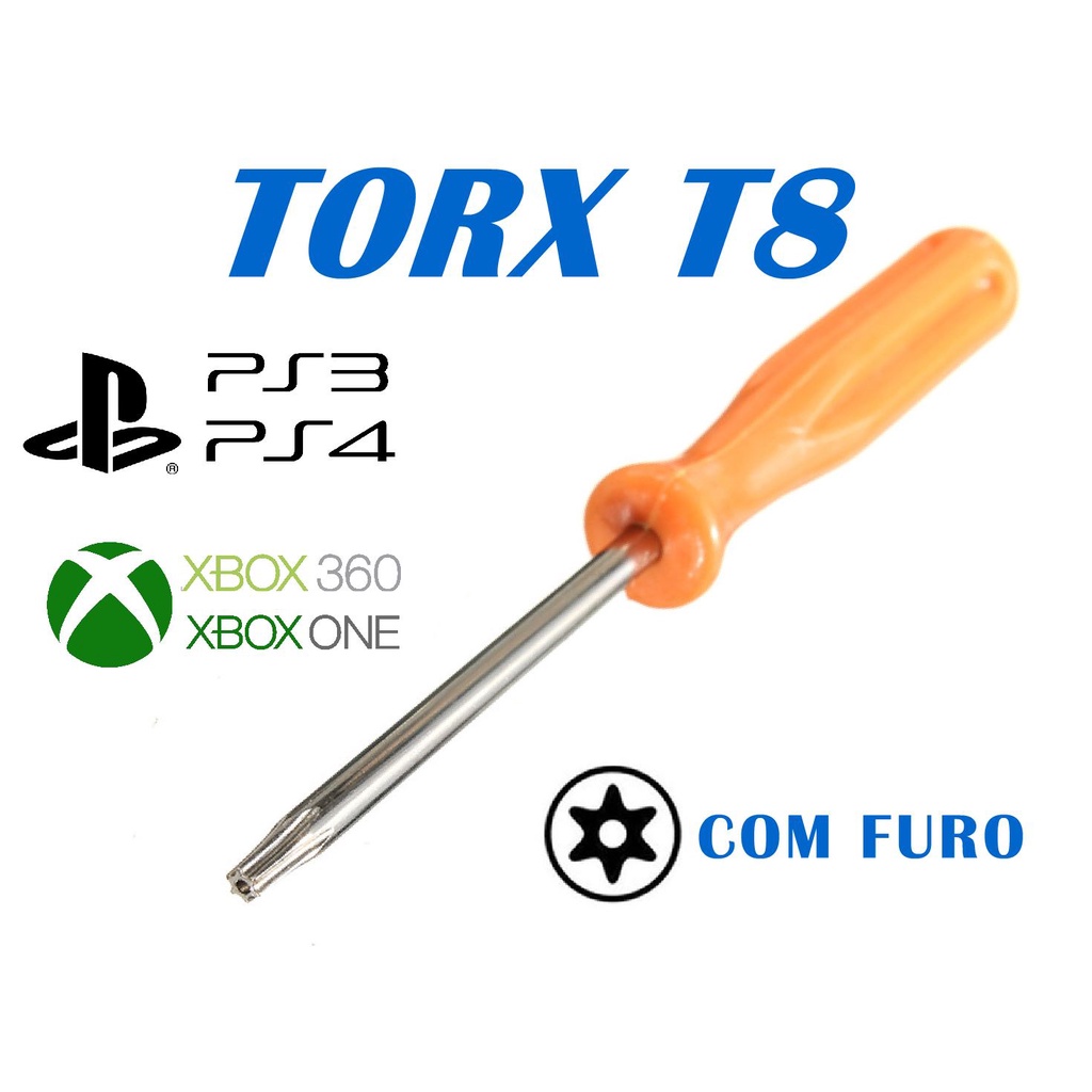 Mini Chave Torx T8 Com Furo Ps3 Ps4 Controle Xbox 360 One