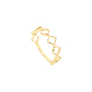 Anel Feminino Amoeto Quadradinhos Banho Ouro 18k