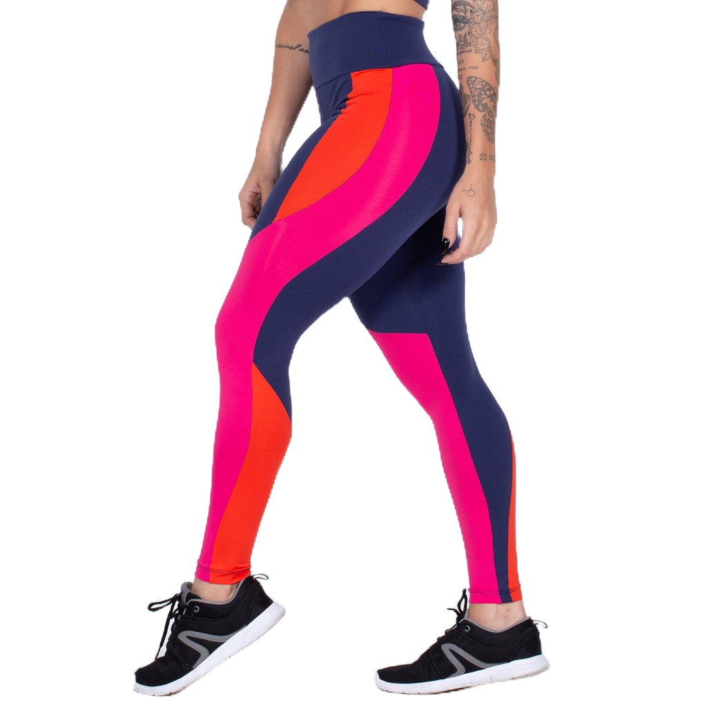 Calça Legging Fitness Feminina Dily Poliamida com Recortes Roupas para Academia Fabricação Própria