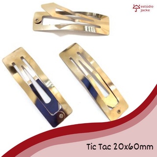 Presilha Tic Tac Retangular 20X60mm com 10 unidades - Cor: Níquel ou Dourado • Estúdio Jacke