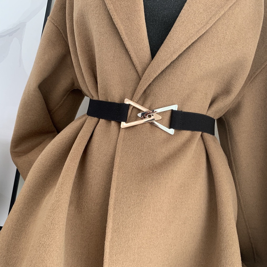 Coreano Novo Triângulo Fivela Cinto Elástico Decorativo Casaco Vestido Cintura Mulher Ajustável