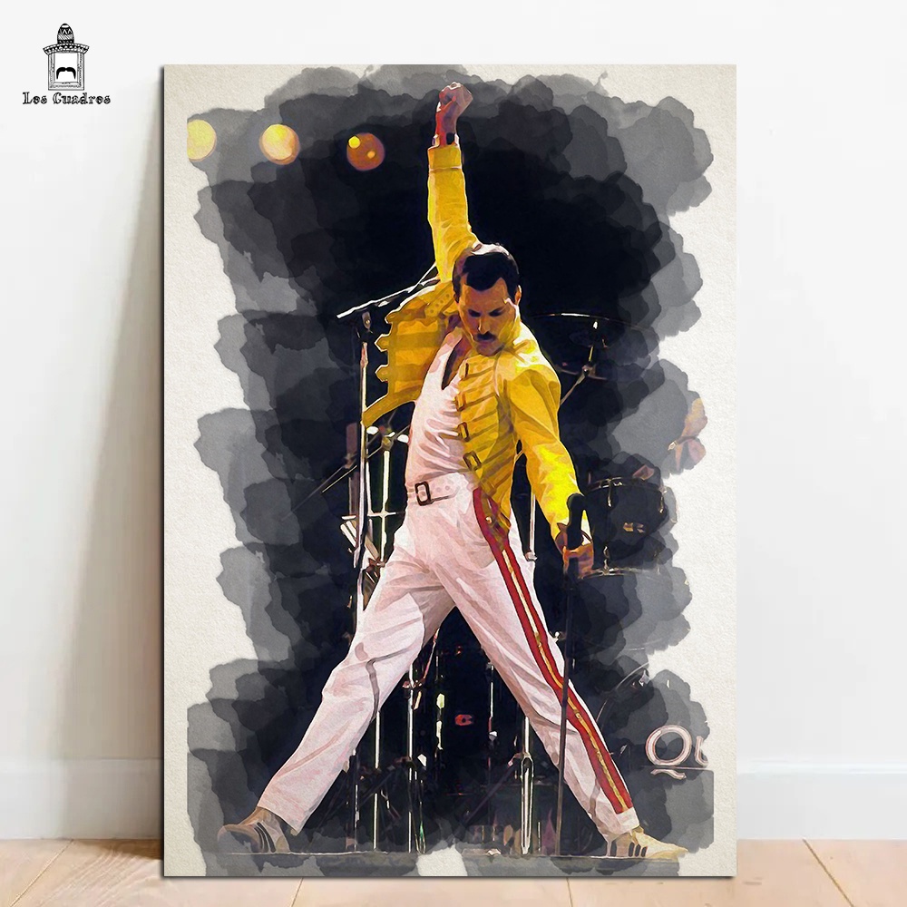 Tableau Déco Freddie Mercury En 3 Parties - Sur Toile Ou Cuir - Œuvre D'art Murale Moderne