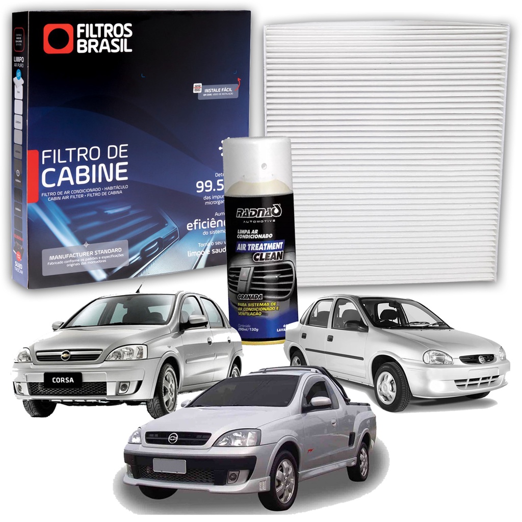 Filtro de Cabine para Ar Condicionado Chevrolet Classic / Montana+Higienizador Limpa Ar Tipo Granada em Oferta na Shopee