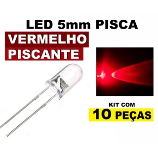 Led 5mm transparente PISCA automático VERMELHO