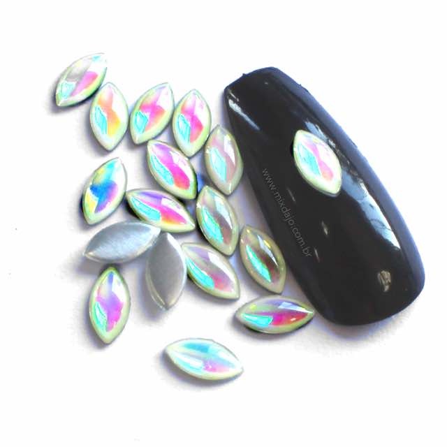 Navete Opal 4x8mm 50 Pecas Para Decoração De Unhas