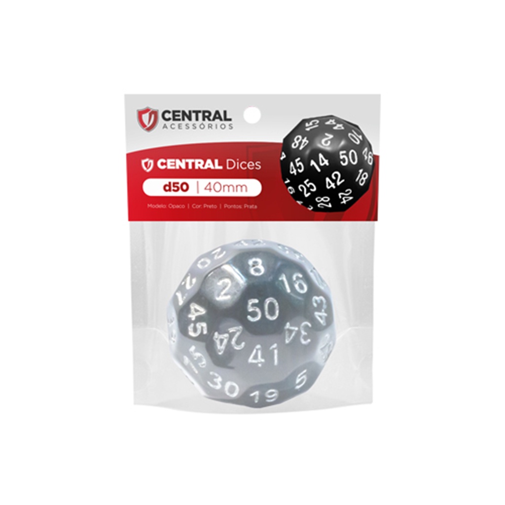 Central Dices - D50 40mm Preto e Prata