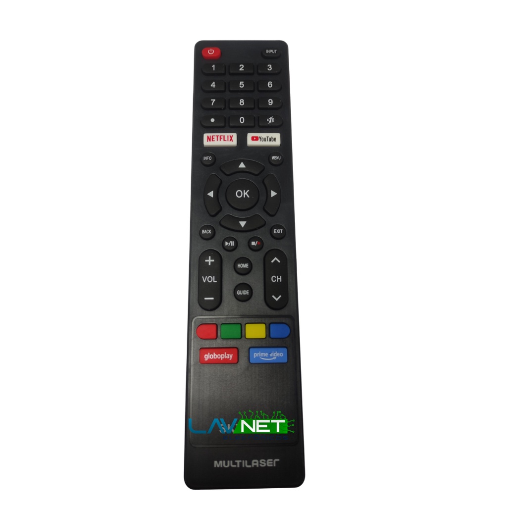 Controle Remoto TV Smart Multilaser Botão em baixo Globoplay | Prime Video