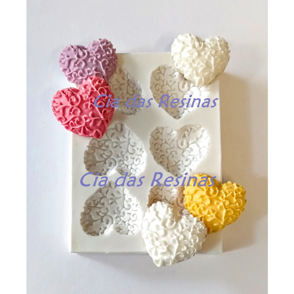 Molde de Silicone Mini Coração n.9 com 6 cavidades - Alimentos e Artesanatos