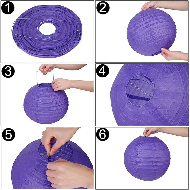kit c 04 Lanternas De Papel Para Halloween dia das bruxas[ roxo ,lanranja , preto ,branca] — imagem 2 de 2