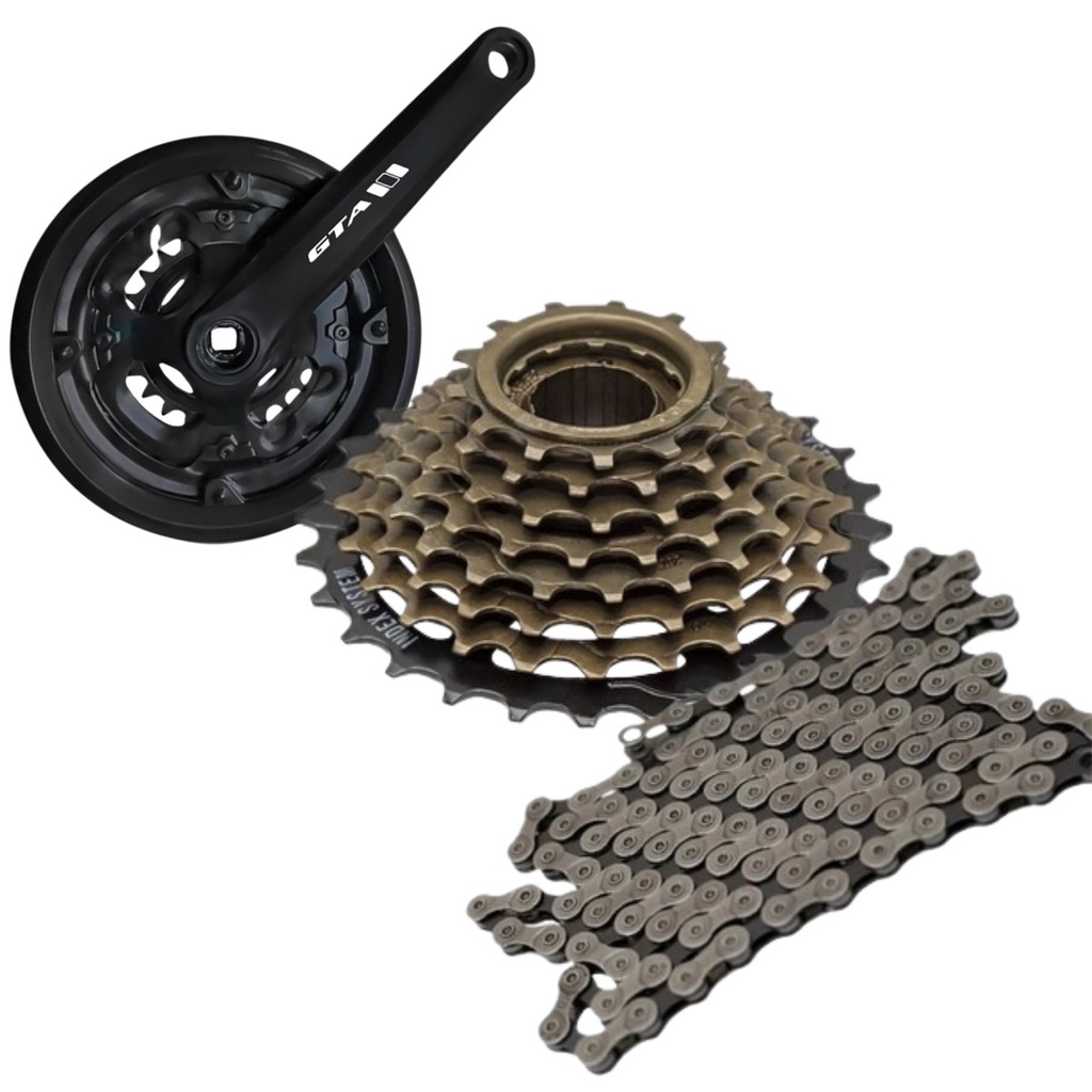 Kit Bicicleta Pedevela Corrente Câmbio Catraca Corrente